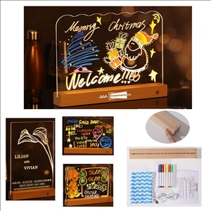 Led Board Erasable Acrylic Light With Wooden Holder